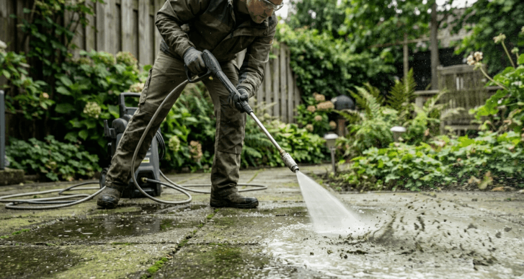 hogedrukreiniger terras schoonmaken